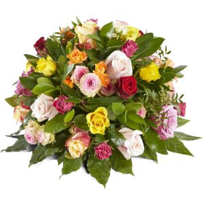 A colorful posy made with roses - funeralspray