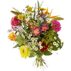 A colourful bouquet of mixed flowers