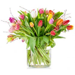 Cheerful bouquet with tulips