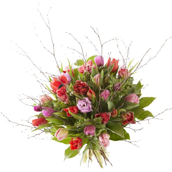 Romantic spring bouquet with tulips