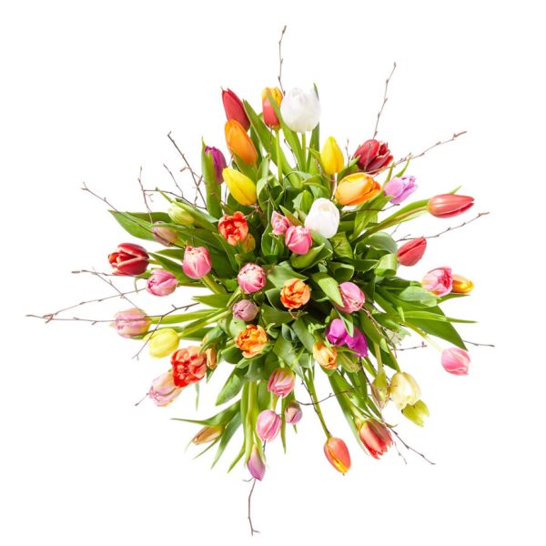 Vrolijk, bont tulpenboeket