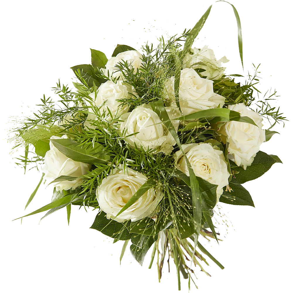 Verslinden Nageslacht Oude man Boeket witte rozen - Alpina Flowersop The Hague