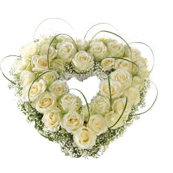 Floral heart of white roses - Farewell flowers