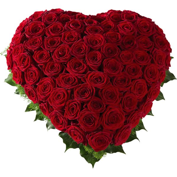 Floral heart of warm red roses - Farewell flowers