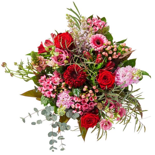 Special bouquet with red and pink flowers