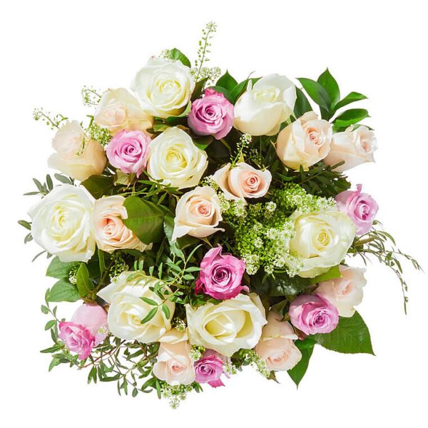 Bouquet soft roses pastel shades