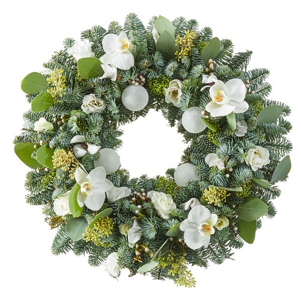 White Christmas wreath with nobilis
