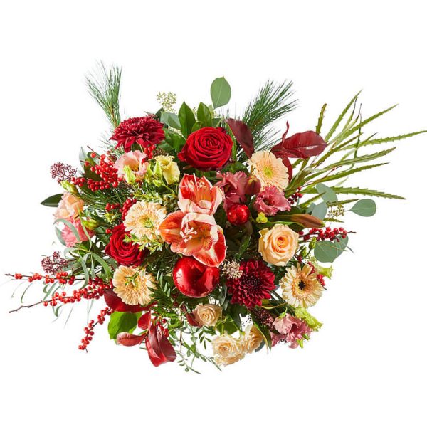 Red Christmas bouquet for delivery in The Hague