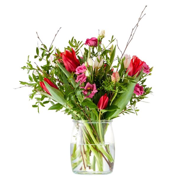 Romantic spring bouquet with tulips ans anemones