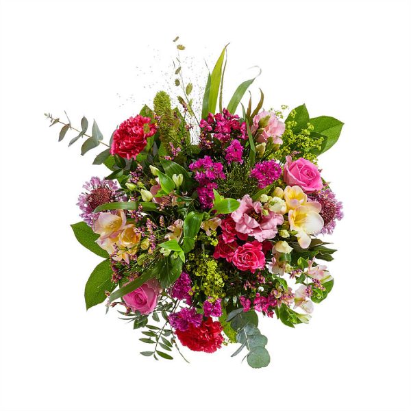 Pink bouquet arranged in a vase | Including chocolate