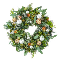 Christmas wreath with nobilis and bronze-silver decoration - A touch of Christmas